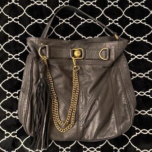 Vintage Juicy Couture Black Leather Shoulder Bag